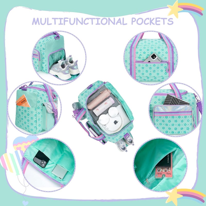 Oruiji Kids Duffle Bag Girls Women Travel Overnight Bag for Girls Women Gifts Tote Sleepover Bags for Kids Gym Dance Bags with Shoes Compartment - Image 4